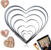 Set di 7 stampi a forma di cuore per biscotti, 2,5 cm, 3,5 cm, 5,5 cm, 7,6 cm, 10 cm, 11,6 cm, 12,8 cm, da piccolo a grande, set di stampi per biscotti in acciaio inossidabile, argento.
