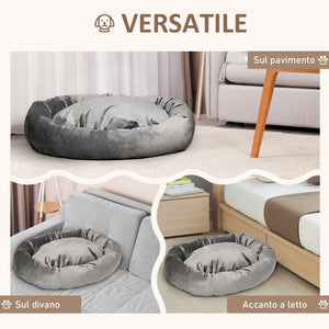 Cuccia Imbottita per Cani 81,5x58x18 cm in Tessuto Vellutato Grigio Scuro