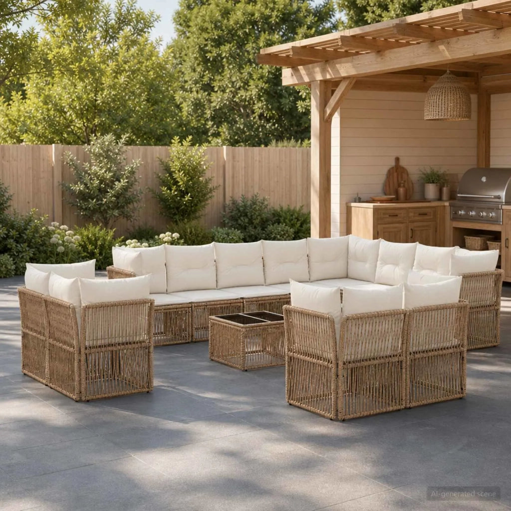 Set Divano da Giardino 13 pcs Beige polyrattan 3434433