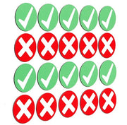 Punti di Magnetismo con Crocette e Magnete a Ferro di Cavallo – 20 pezzi, 3 cm di diametro – Magnetizzatori Colorati in Verde e Rosso con Crocette e Ferri di Cavallo – Buoni e Cattivi – Ideali per Ufficio, Scuola e Casa