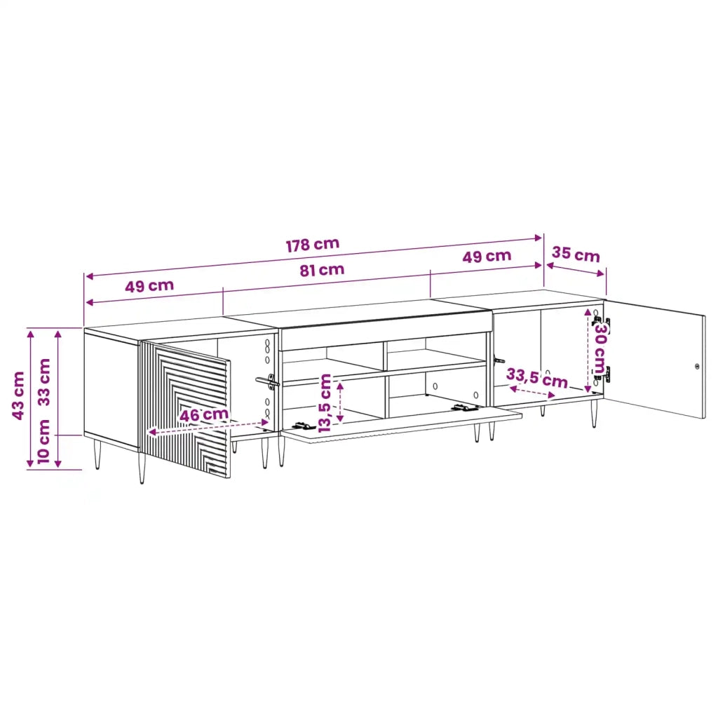 Mobile TV LED a 3 pezzi Nero Legno ingegnerizzato 3416676
