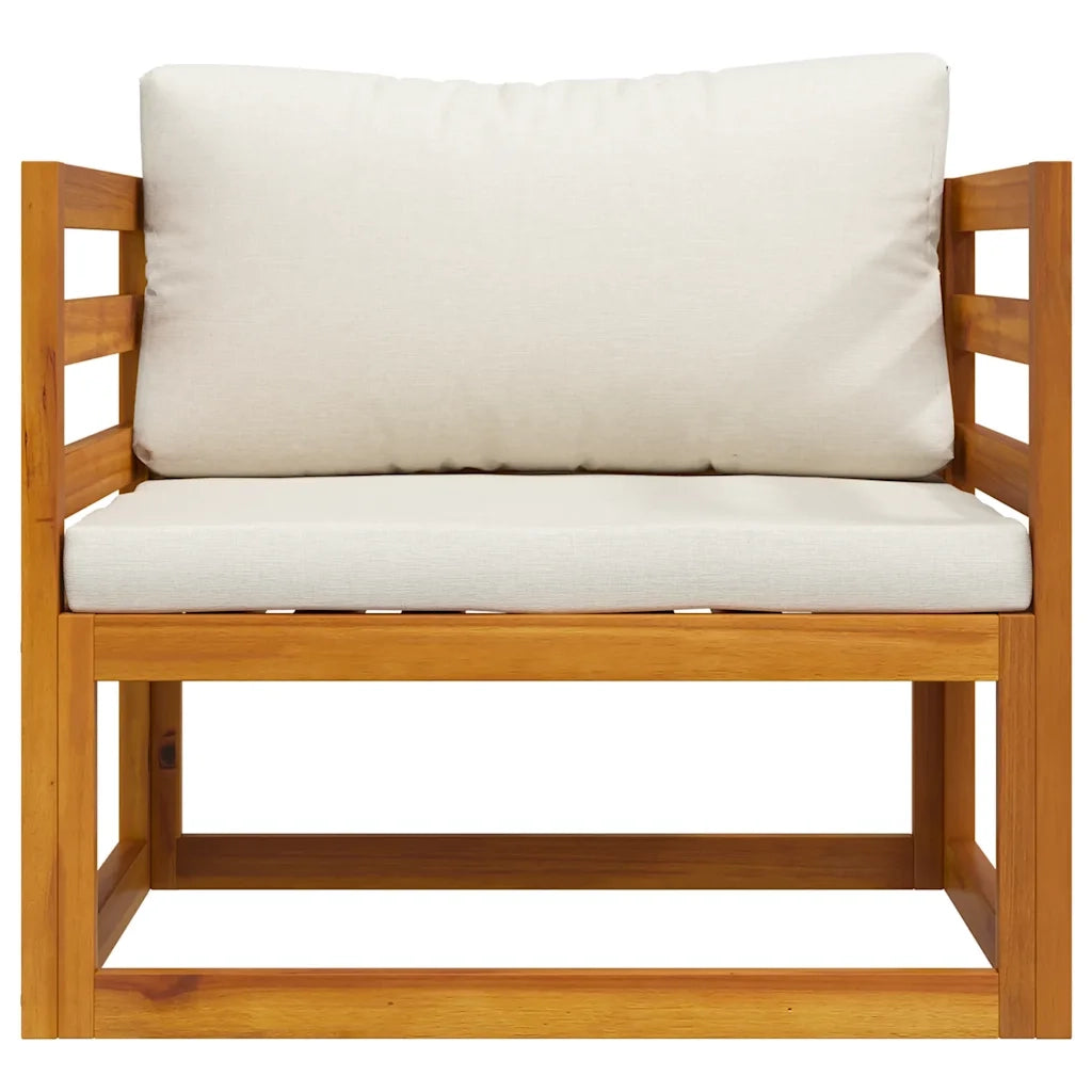 Sedia da Giardino con Cuscino Crema in Legno Massello di Acacia cod mxl 78161