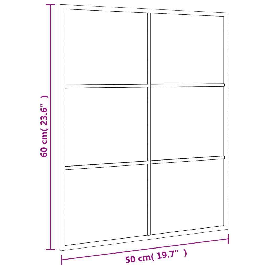 Specchio da Parete-Specchio a Muro-Specchio Decorativo Nero 50x60 cm Rettangolare in Ferro
