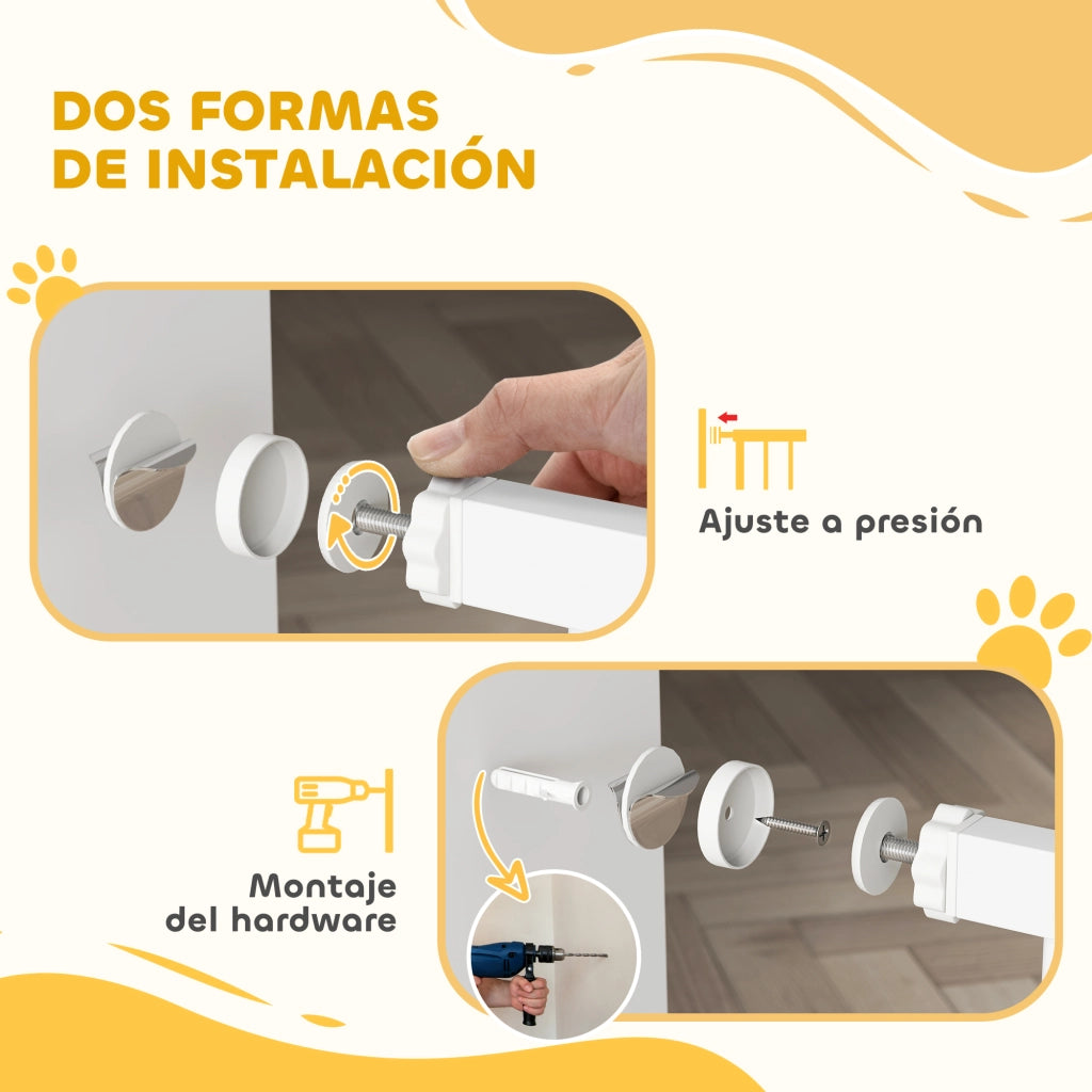 Porta per Cani Regolabile 76-104 cm ¨C zephmum ¨C Bianco