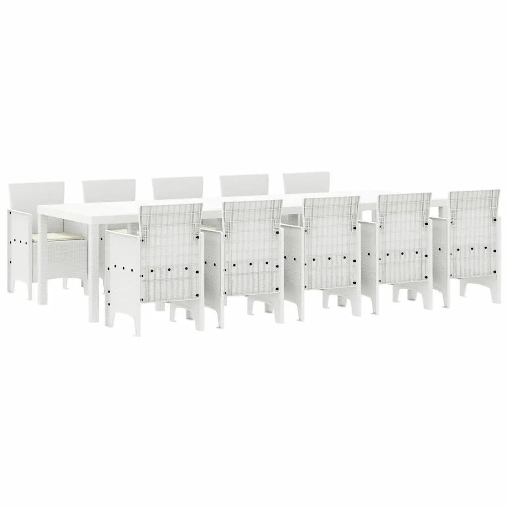 Set da Pranzo per Giardino con cuscino 11 pcs Bianco