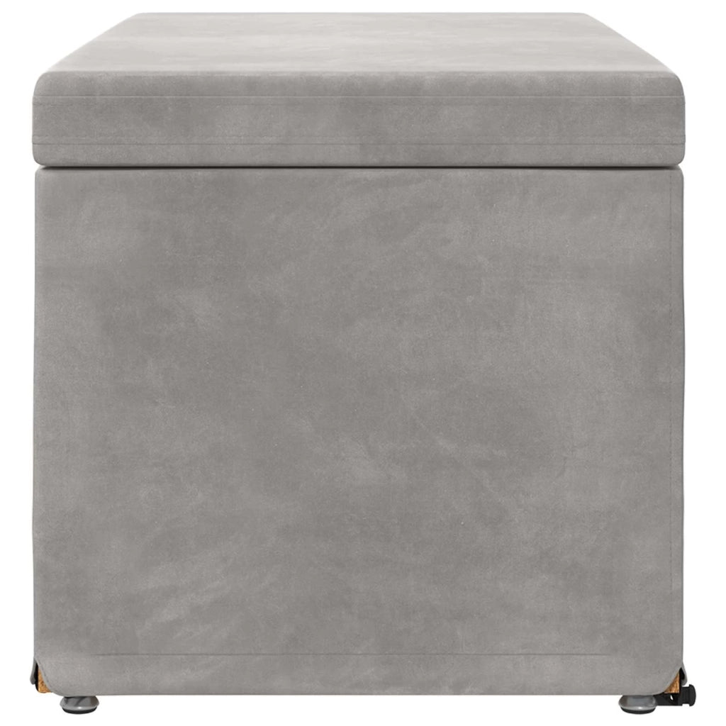 Pouf Grigio chiaro Velluto e Legno Ingegnerizzato