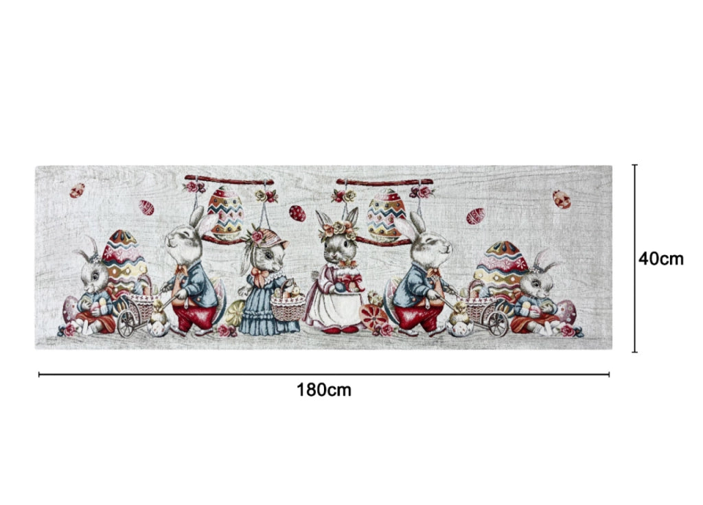 Tovaglia Pasqua Centrino Runner Tavola Fantasia Bunny Easter Made Italy - 40x180 - Bunny Easter