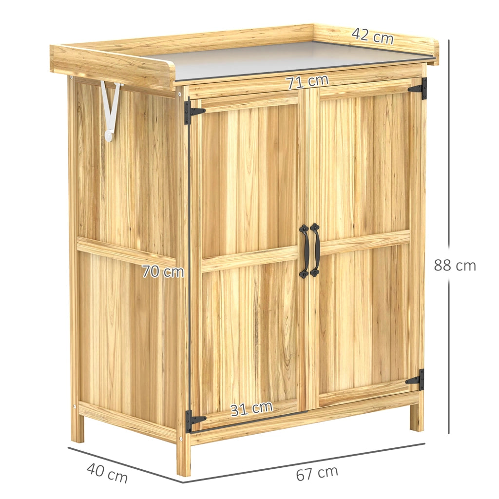 Casetta da giardino in legno con 2 porte e ripiano ¨C zephmum ¨C 74x43x88 cm