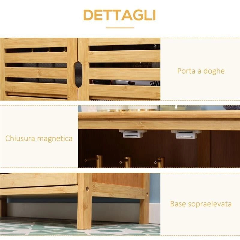 MOBILE BAGNO MODERNO A 2 ANTE CON 2 RIPIANI  68X32X86 CM COLOR LEGNO