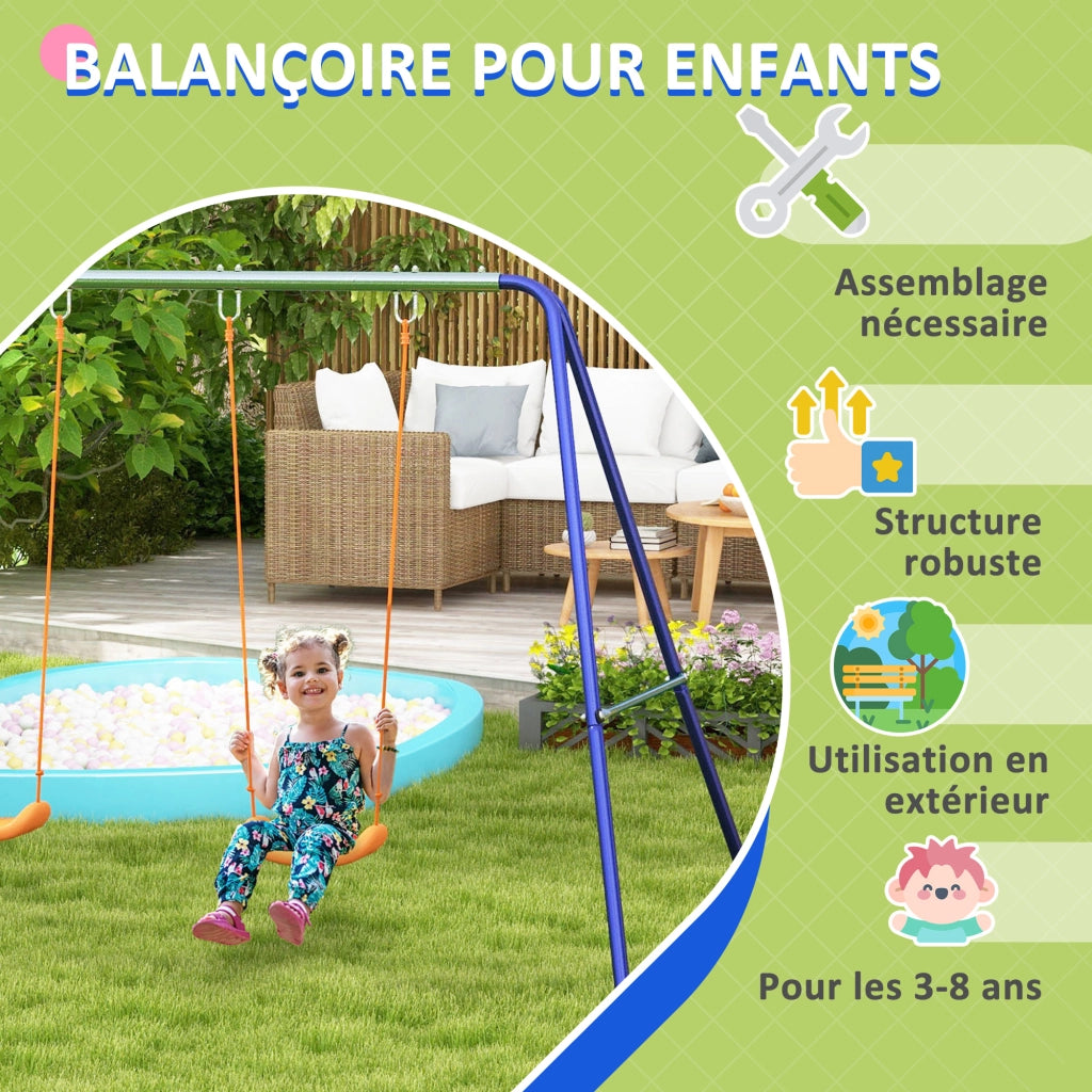 Altalena per bambini con 2 sedute ¨C zephmum ¨C struttura in metallo multicolore
