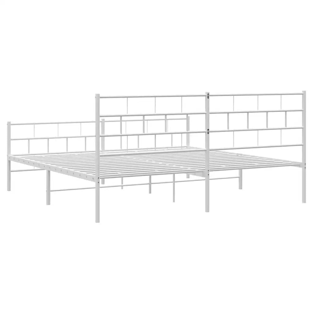 Giroletto con Testiera e Pediera Metallo Bianco 193x203 cm 355732