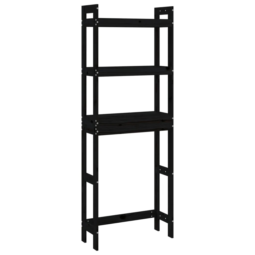 Mensola da bagno 63 x 26 x 171 cm in legno massello di pino nero 02_0005472