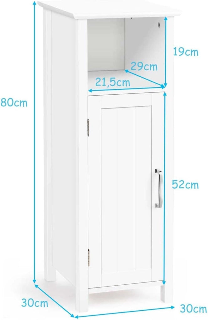 Mobile Bagno 30 x 30 x 80cm, Armadietto Salvaspazio in Legno con Ante e Ripiani Regolabili per Cucina, Soggiorno e Corridoio, Mobiletto Spazioso (Bianco)