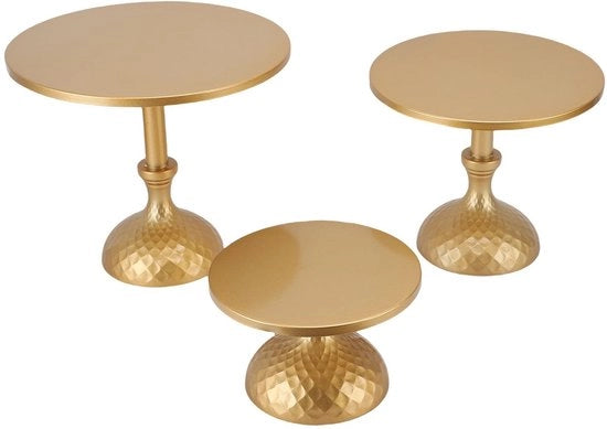 Set di Piatti per Torta - Piattaforma di Torta in Acciaio - 3 Pezzi - Costruzione Solida - Design Elegante - Supporto per Torta