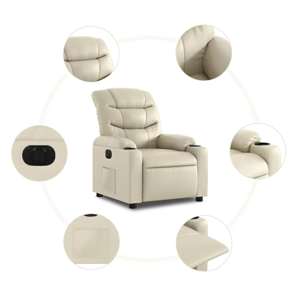 Divano Sedia-Poltrona Reclinabile Elettrica Crema in Similpelle 892830