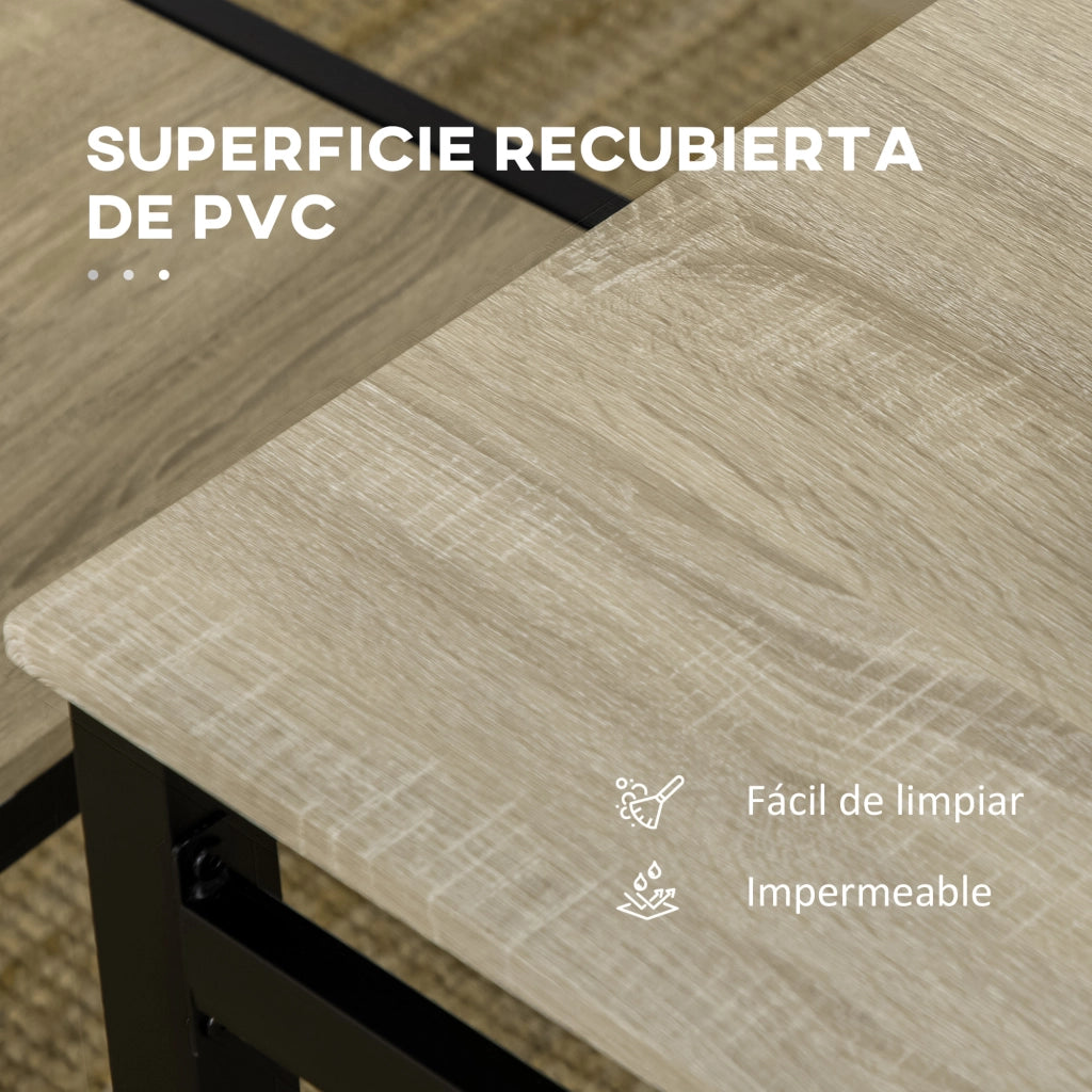 Set Tavolo da Pranzo con 4 Sedie ¨C Xylo ¨C Metallo Nero e Legno Rovere, Moderno per 4 Persone