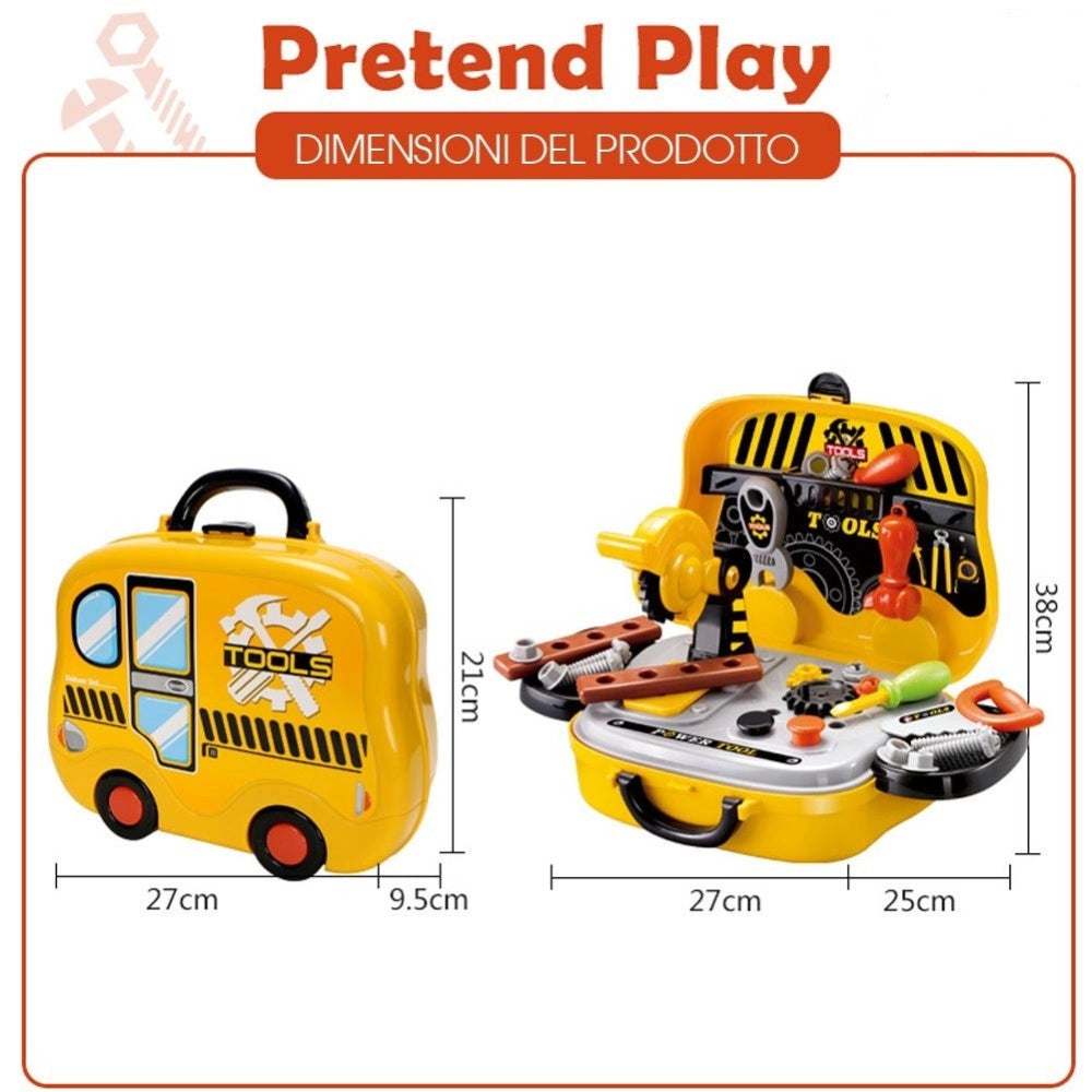 Trade Shop - Valigetta Attrezzi Per Bambini Giocattolo Con Accessori Fai Da Te Portatile 31pz -