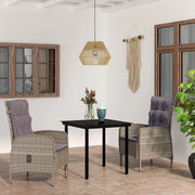 Set da Pranzo per Giardino 3 pz con Cuscini Grigio e Nero cod mxl 44335