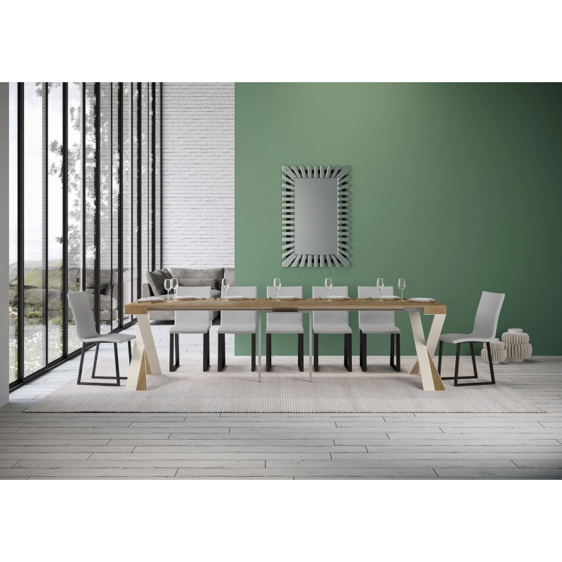 Consolle allungabile 90x40/300 cm Diago Premium telaio Antracite - Quercia Natura