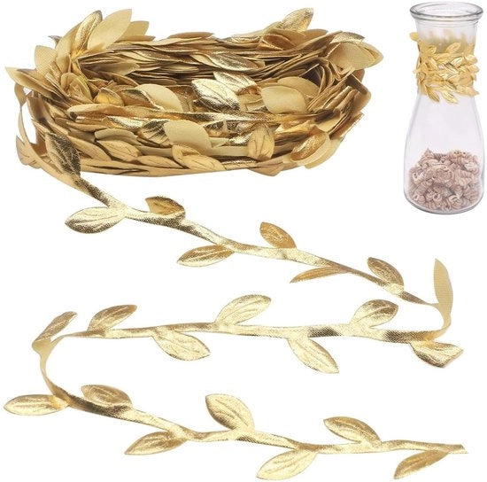 Slinga di piante artificiali a forma di ranken in oro - decorazione per interni e esterni - 10 metri - decorazione di foglie - ideale per feste e matrimoni
