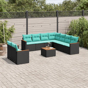 Set Divani da Giardino 10 pz con Cuscini Nero in Polyrattan 3226106
