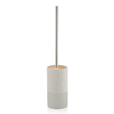 Porta scopino a terra grigio Gedy serie Afrodite in cemento e bambù