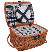 Cesto picnic 4 servizi blu navy 40x28x22h cm