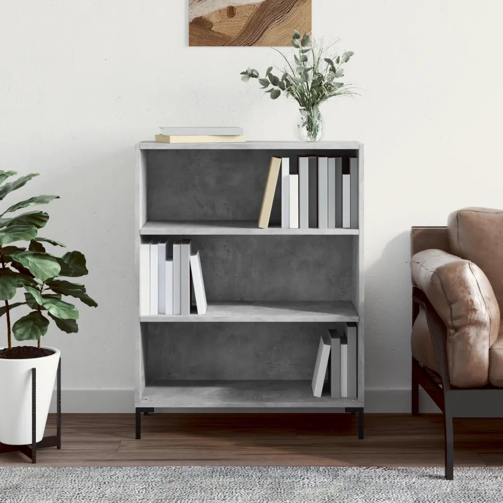 Libreria-Scaffale per Libri-Mobile di Stoccaggio Grigio Cemento 69,5x32,5x90 cm in Legno Multistrato 338802