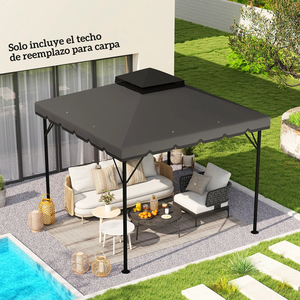 Toldo da giardino 3x3 m ¨C zephmum ¨C grigio chiaro