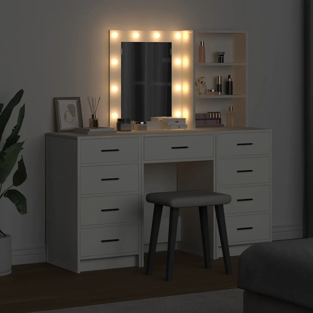 Tavolo da Trucco con cassetto 3 pcs Bianco Legno multistrato 3334218