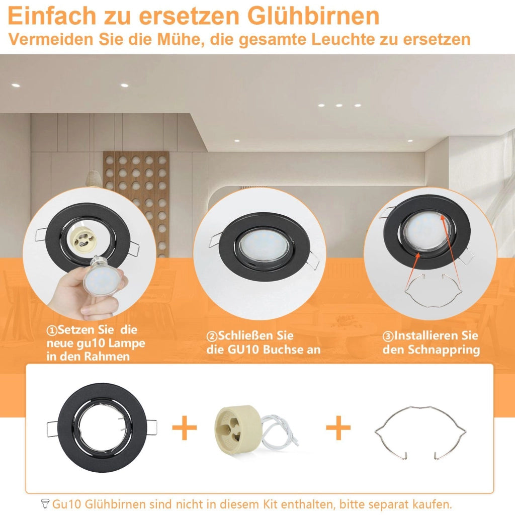 ZMH Faretto da soffitto LED 12 Pezzi con Attacco GU10 Orientabile 30° Lampade Alogene