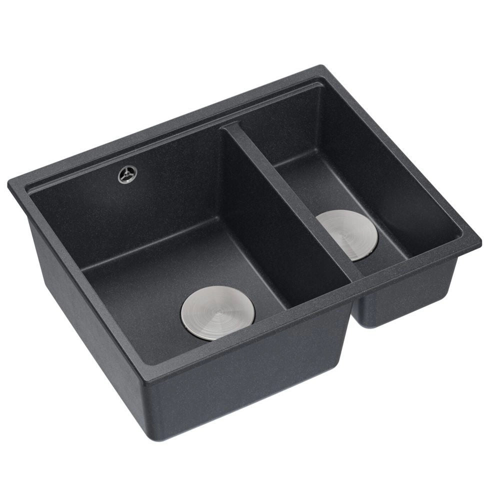 Lavello In Granito Logan 150 Black Metallic Tappo acciaio