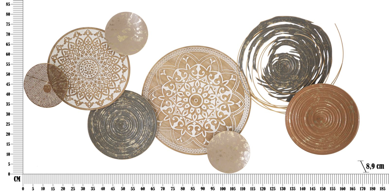 Pannello da Muro Boho 167,6x8,9x80,6 cm in Ferro