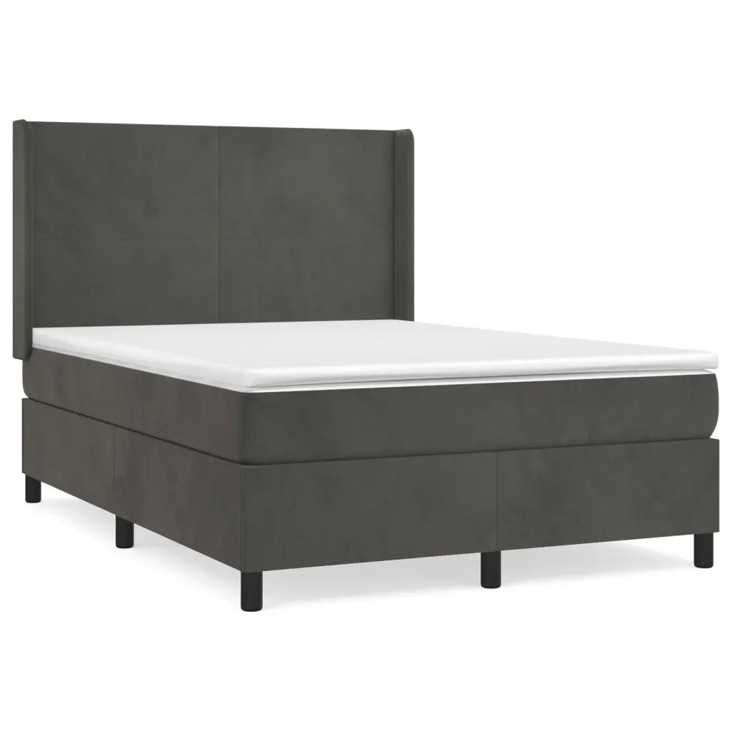 Giroletto a Molle con Materasso Grigio Scuro 140x190 cm Velluto 3132556