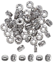 Kralen a distanza 50 pezzi - Piastra rotonda in metallo - 7,5 mm - Stile retro - Argento antico - Per creare gioielli