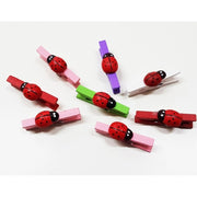 Trade Shop - 24 Molletta Mollettina 2.5mm Coccinella In Legno Colorate Bomboniere Compleanno -
