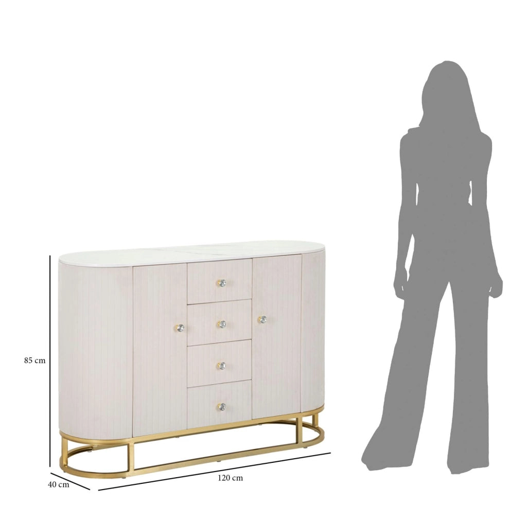 Mobile Montpellier Crema 120x40x85 cm in Ferro Legno