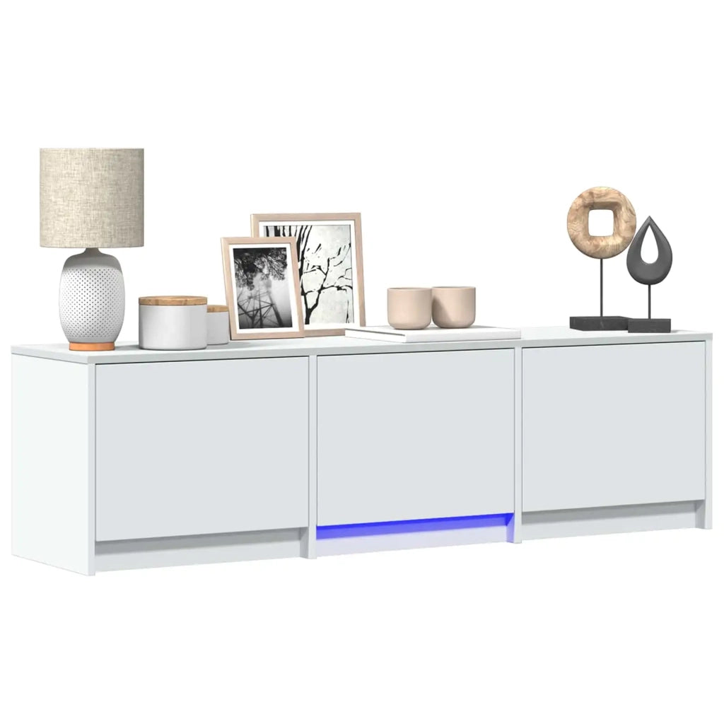 Mobile TV con LED Bianco 140 x 34 x 40 cm Legno ingegnerizzato