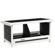 Nido per Galline a 2 Aree con Base Rialzata e Tetto, in Legno e Bitume, 66x37x34 cm, Grigio Bianco e Nero