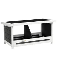 Nido per Galline a 2 Aree con Base Rialzata e Tetto, in Legno e Bitume, 66x37x34 cm, Grigio Bianco e Nero