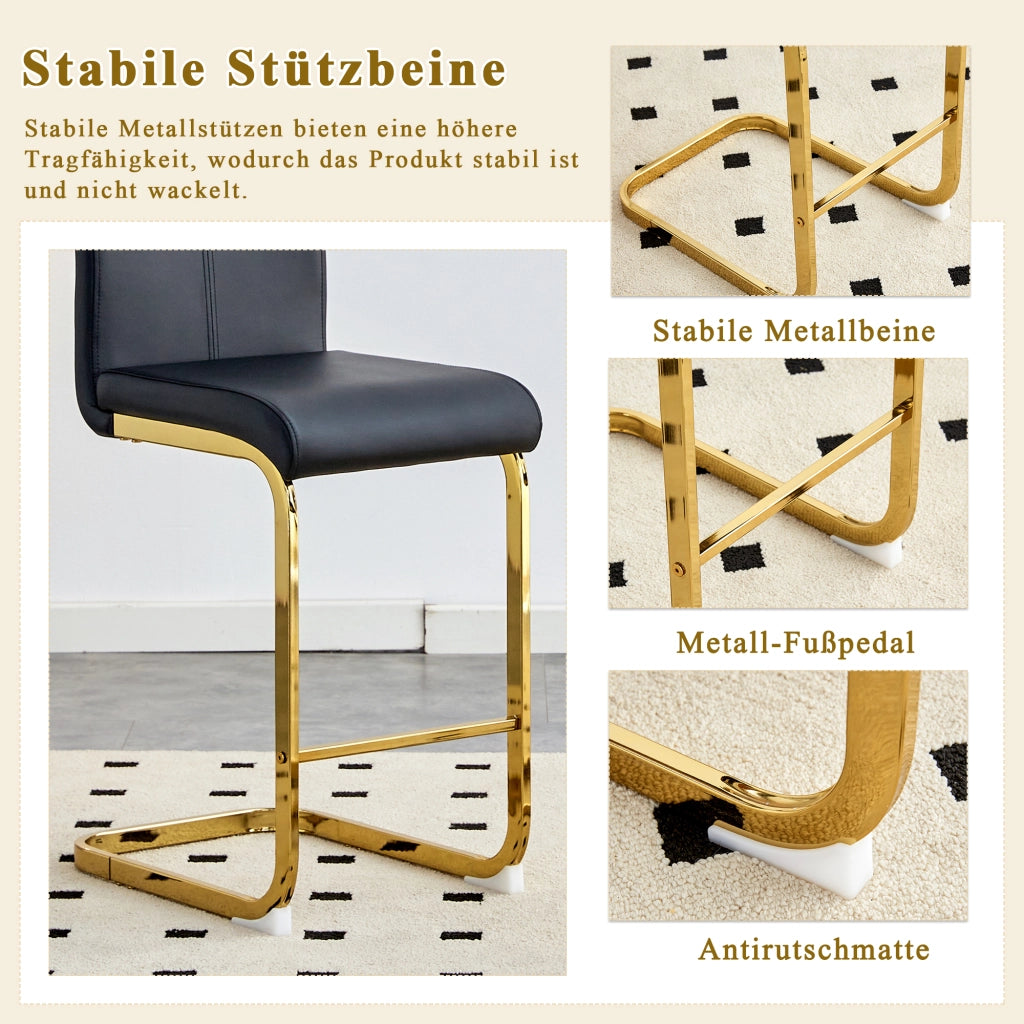 SGABELLI BAR Set da 2 pezzi 96,5 cm Nero/Oro in PU e metallo