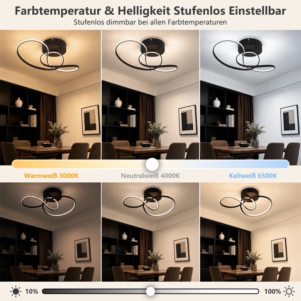 ZMH Lampada da Soffitto LED 24W Dimmabile Nera per Soggiorno Camera