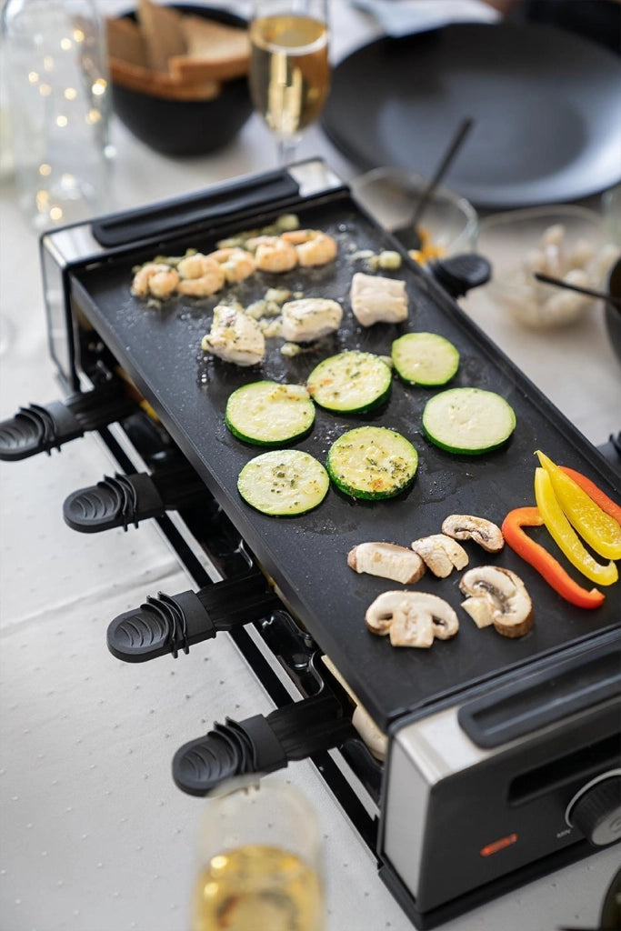 Unold 673773 Raclette Finesse Basic Raclette Elettrico 1200 W Piastra Reversibile 8 Pentole colore Nero