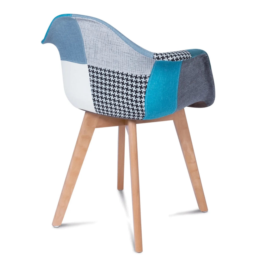 IDMarket - Set di 2 sedie da pranzo scandinave, poltrone da tavolo SARA patchwork blu