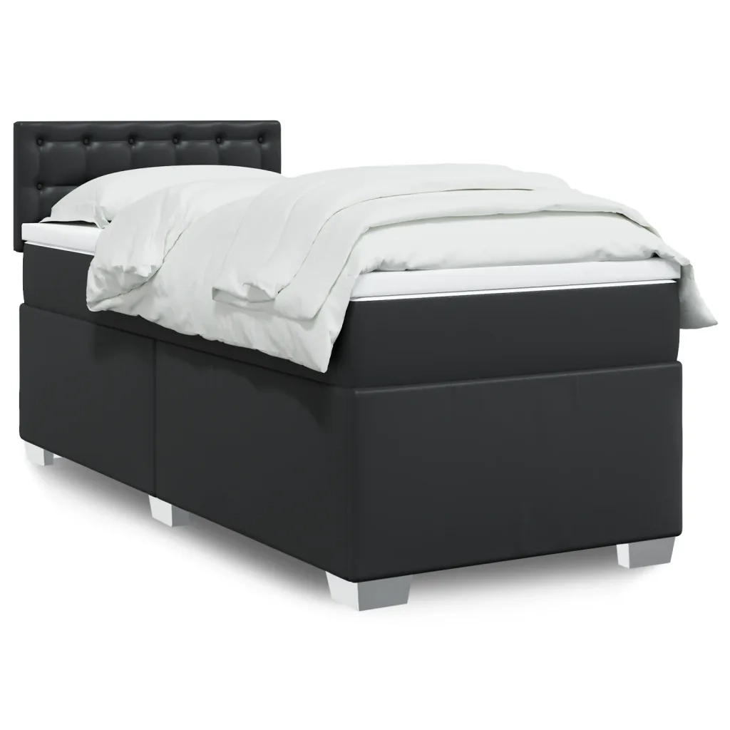 Giroletto a Molle con Materasso Nero 100x200 cm in Similpelle