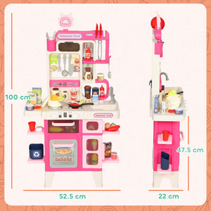 Cucina Giocattolo per Bambini 3-6 Anni con 104 Accessori 52,5x22x100 cm in PP e PE Rosa