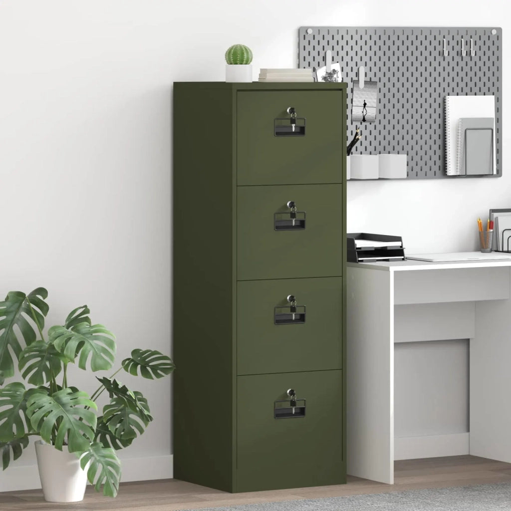 Armadio per File con cassetto Verde oliva 45,5 x 42 x 139 cm 891626