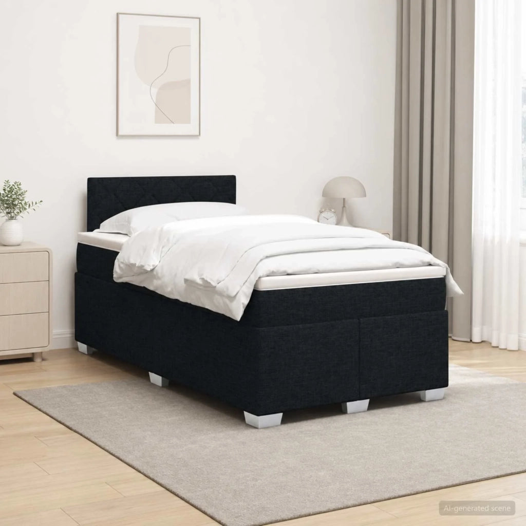 Letto box spring con materasso Nero 120 x 200 cm Tessuto 3450462