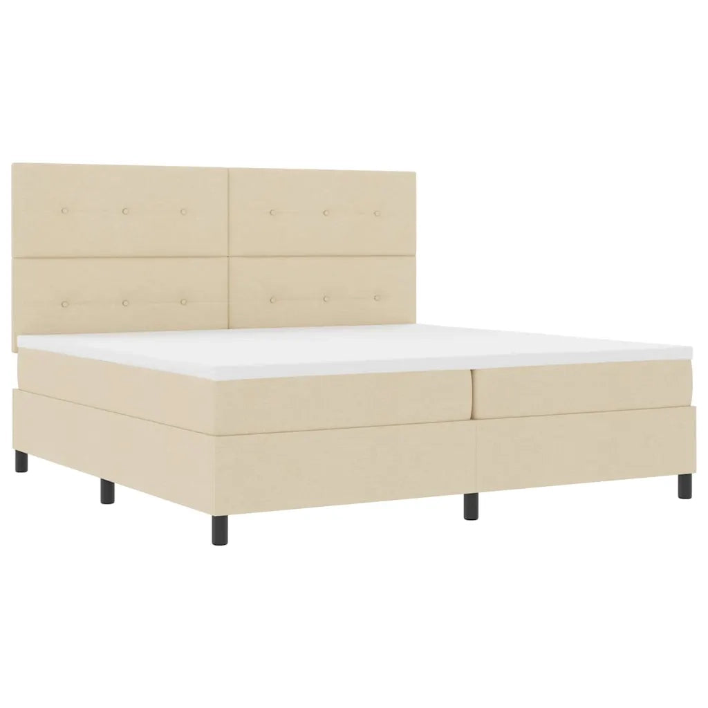 Letto a molle con materasso Crema 200 x 200 cm Tessuto 3339418