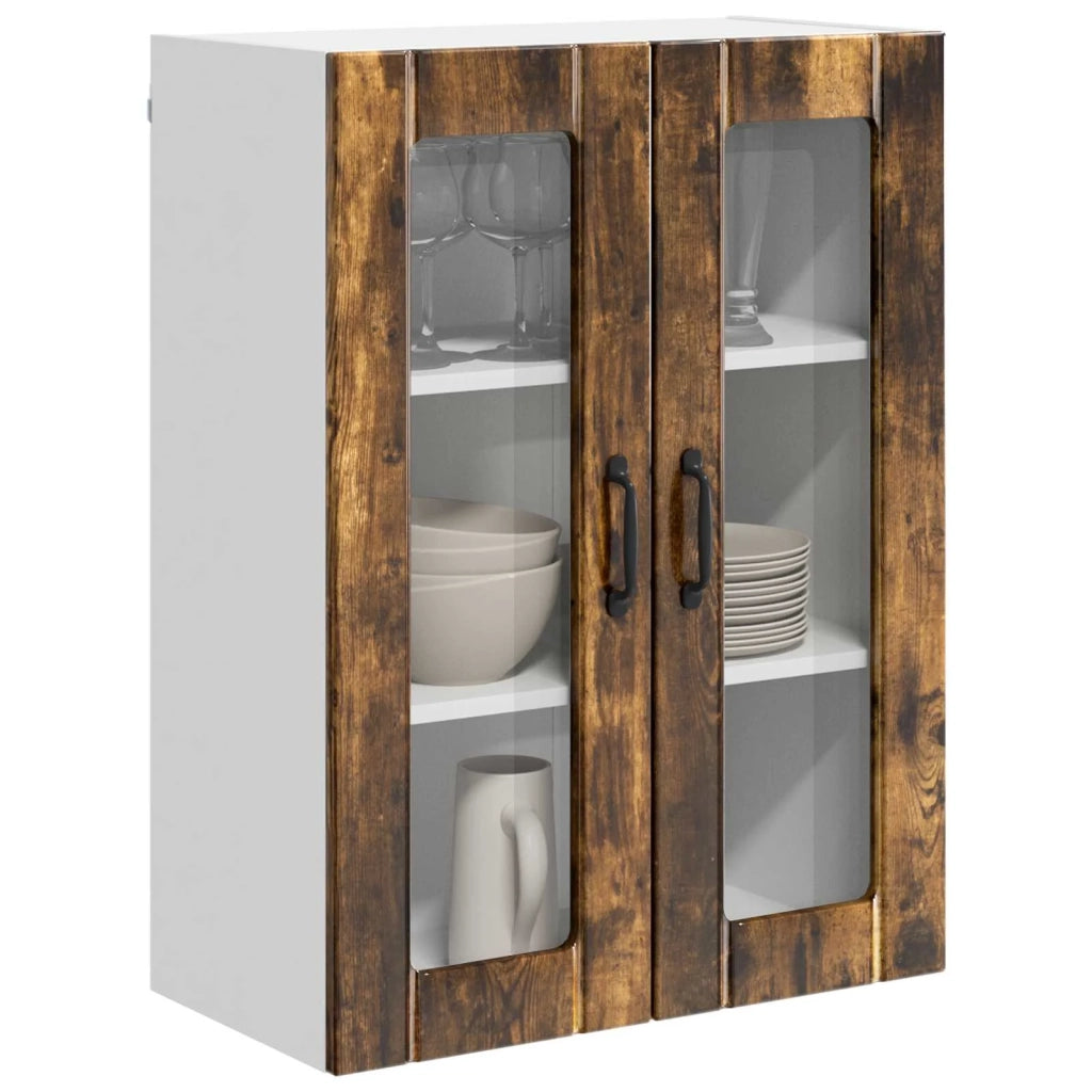 Pensile da cucina | Mobile in vetro da parete LUCCA Rovere Fumo 60 x 31 x 80 cm
